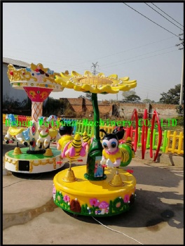 3 Seats Rotating Bee Kids Carousel Horse Musical