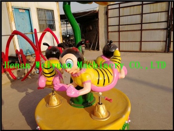 3 Seats Rotating Bee Kids Carousel Horse Musical