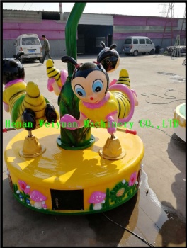 3 Seats Rotating Bee Kids Carousel Horse Musical