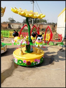 3 Seats Rotating Bee Kids Carousel Horse Musical